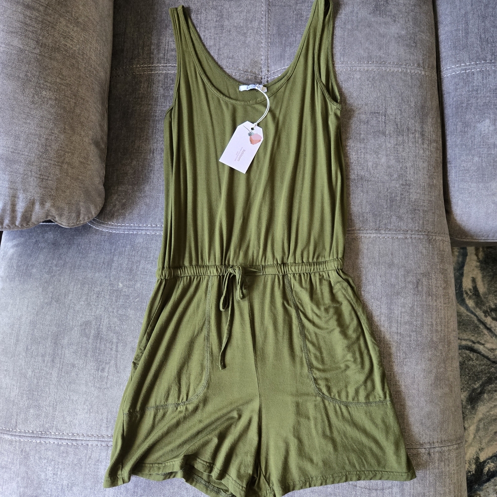 Green Sleeveless Romper